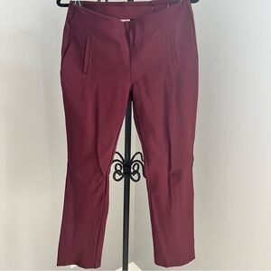 Chico’s Women’s Ponte Juliet Ankle Pants Size 0.5 Burgundy Pull On Tummy Panel